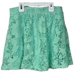 Aeropostale Mint Green Crochet Lace Overlay Skater Skirt Boho Mini Juniors Small